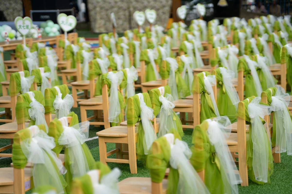 DIY graduation party eco friendly decorations with fabric bunting and potted succulents